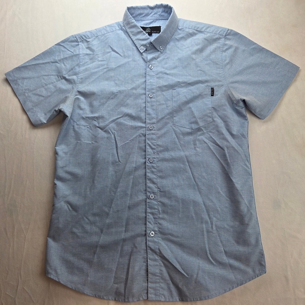 Molokai Surf Co Mens Button-Down Shirt L Light Blue Cotton Blend